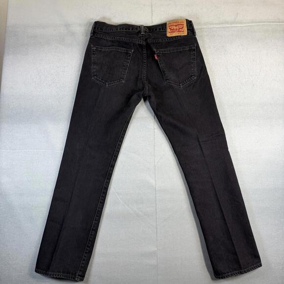 Levis 501 Jeans Mens 33x30 Black Dark Wash Straight Leg Original Fit Denim - Picture 3 of 7